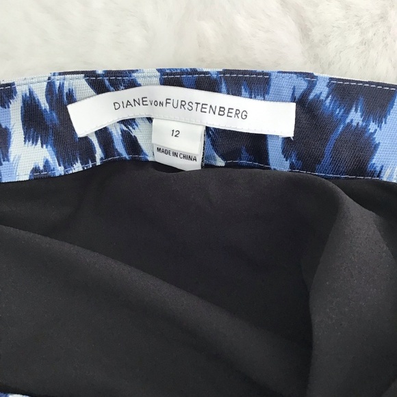 Diane Von Furstenberg Gemma Pleated Animal Print Silk Blend Skirt Size 12 - Picture 2 of 9